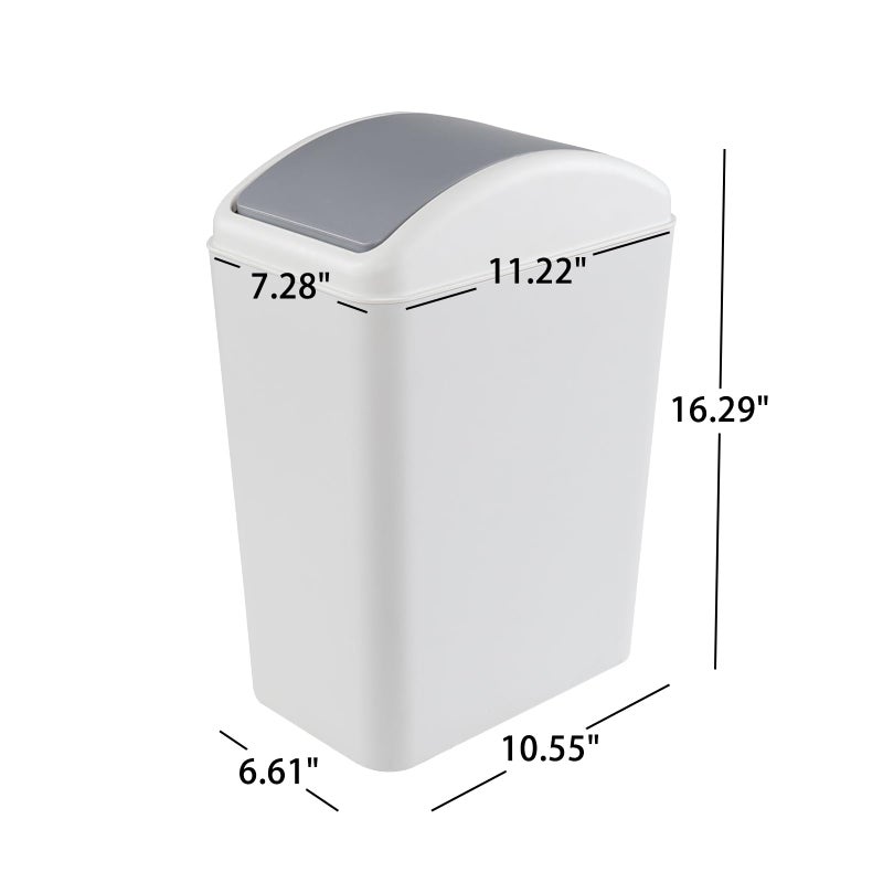 Nicesh 4.5 Gallon Swing Top Trash Can, Plastic Garbage Can with Swing Lid (Gray) - Image 2